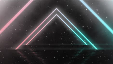 animation of snow falling over moving shapes on black background