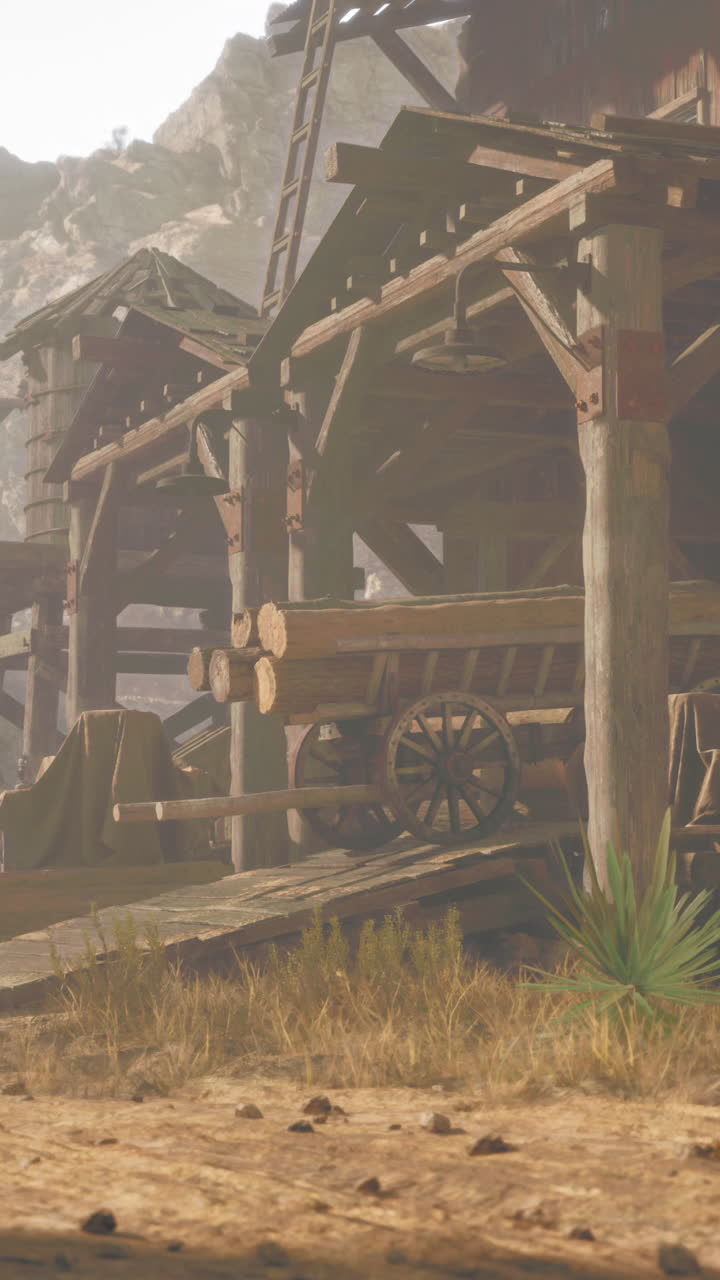 molino de madera oeste en el viejo desierto