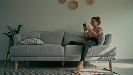 woman relaxing on a couch