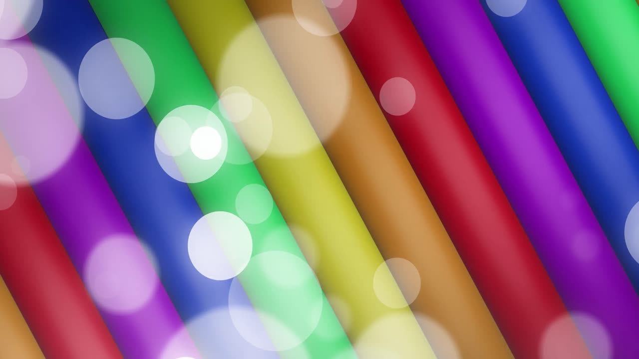 무지개 줄무 ⁇ 와 색상 위의 반점들의 애니메이션이 끊임없는 루프로 움직입니다.