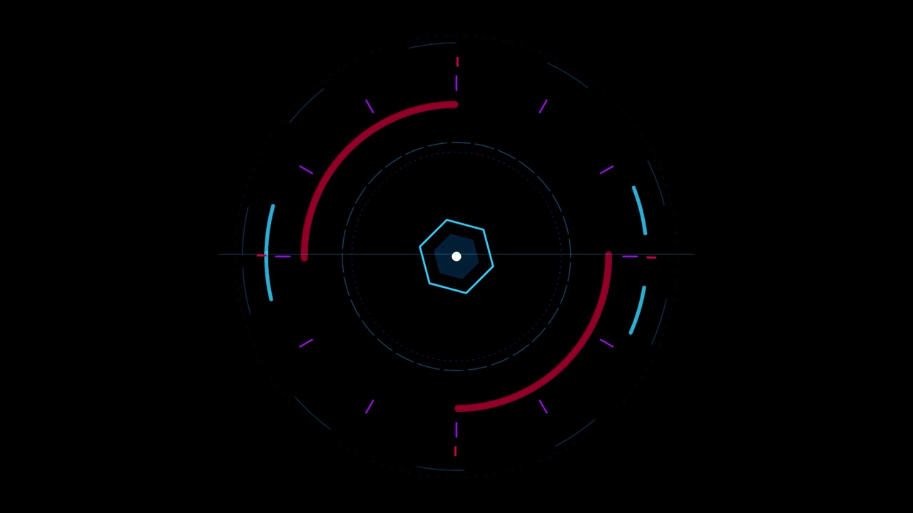 Futuristic Digital HUD Interface with Rotating Circular Elements