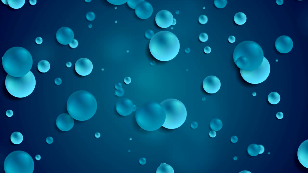 Chaotic moving dark blue 3d balls video animation