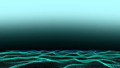 green waves on a pale blue background