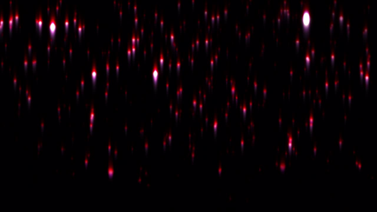 las partículas rojas caen sobre el fondo negro. animación 4k 3d de red rosa brillante digital