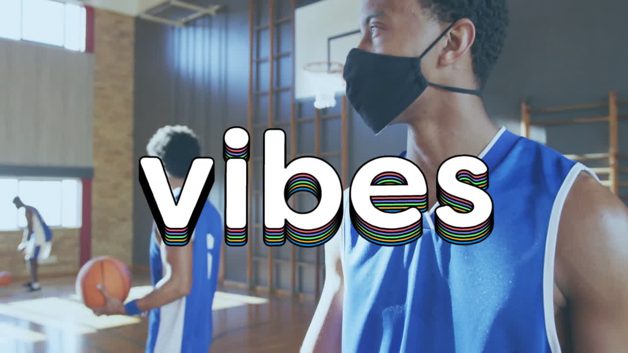 male basketball team practicing sports drills in gym, displaying animated performance charts