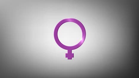 animation of purple female gender symbol, on grey background