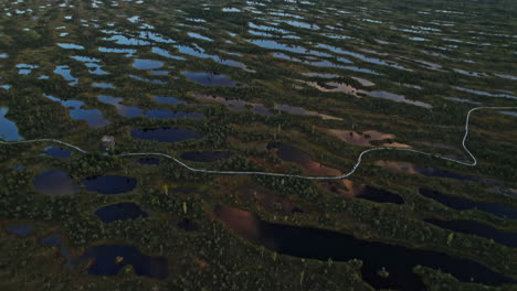 an aerial view of a lake surrounded by trees