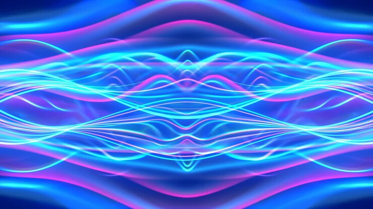 Dynamic Abstract Light Waves with Blue and Pink Neon Colors