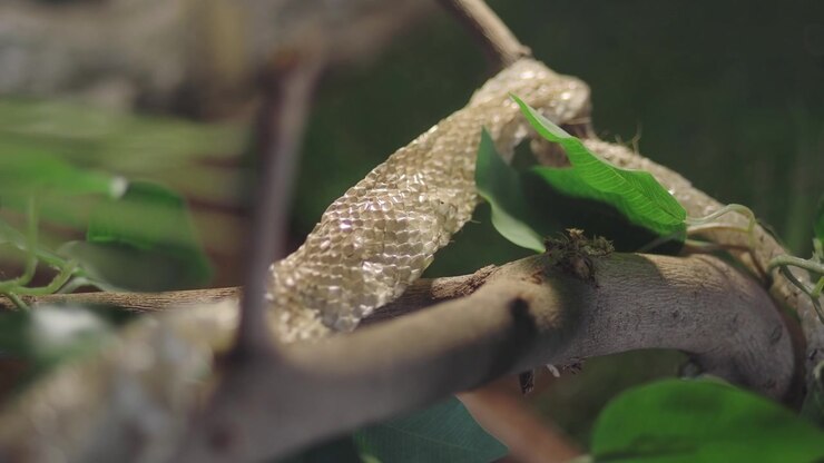 Snake Skin Shedding on a Tree Branch