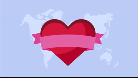 heart love with ribbon frame