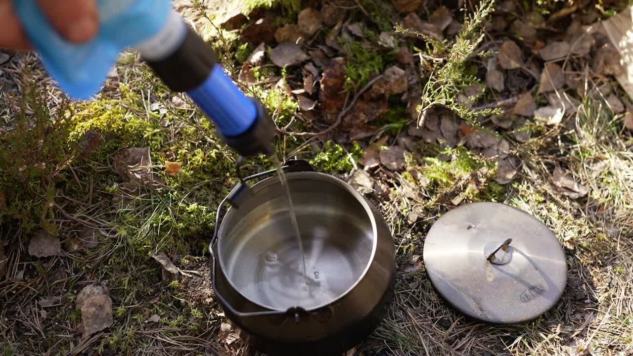 Water filtered from a lake in the Nature