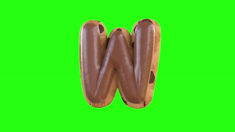 3d renderinganimation of the w letter recreating a cookie with chocolate on top