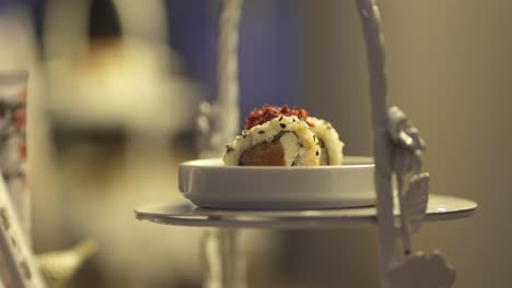 calofirnia rolls sushi in a fancy plate, macro