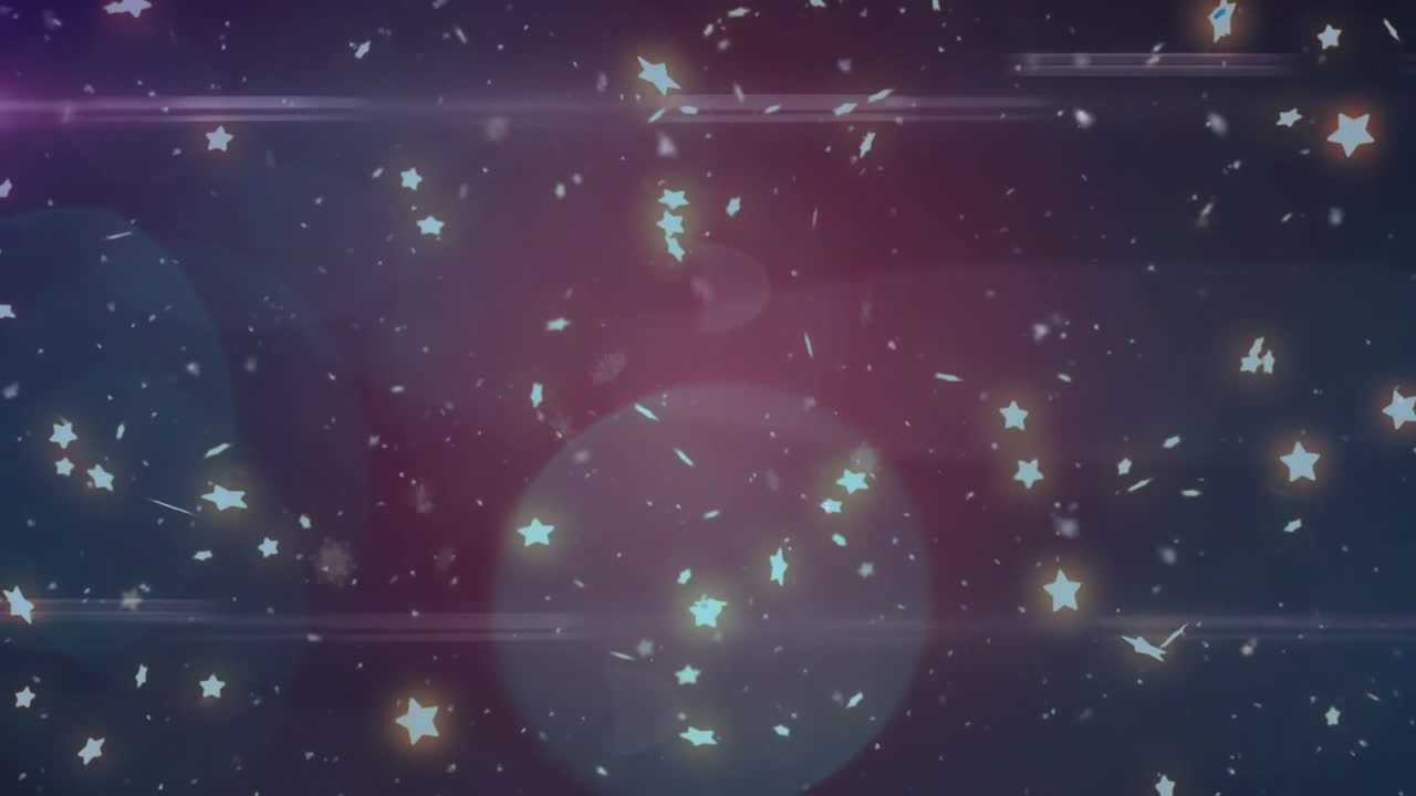 Animation of glowing blue planet with stars and particles floating in space