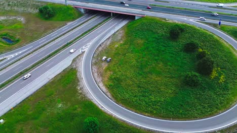 aerial-view-of-highway-system,-transportation-infastructure,-4k