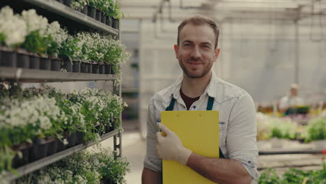 man working in a plant nursery