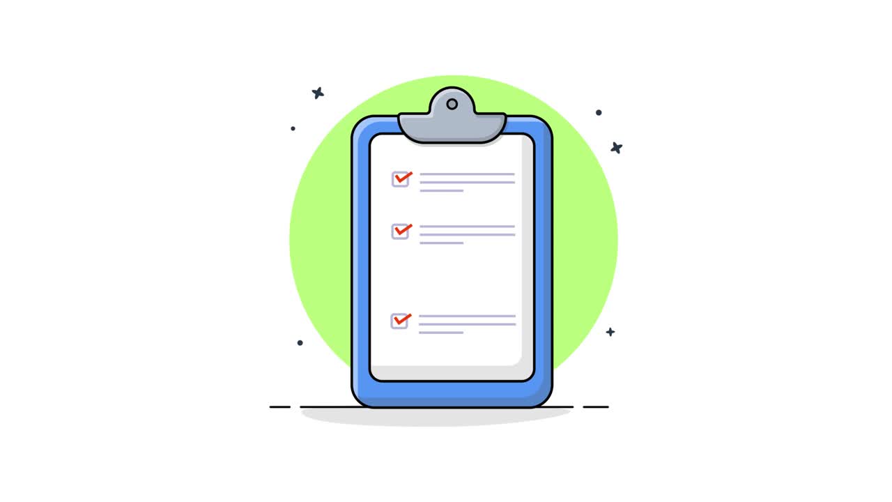 Animated Illustration of a Checklist on a Clipboard with a Pencil
