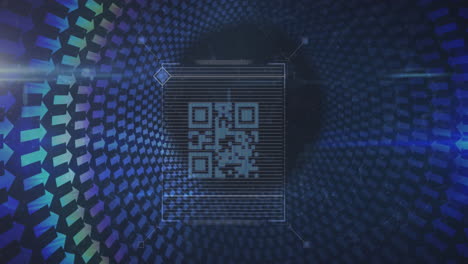 animación del código qr sobre filas de flechas