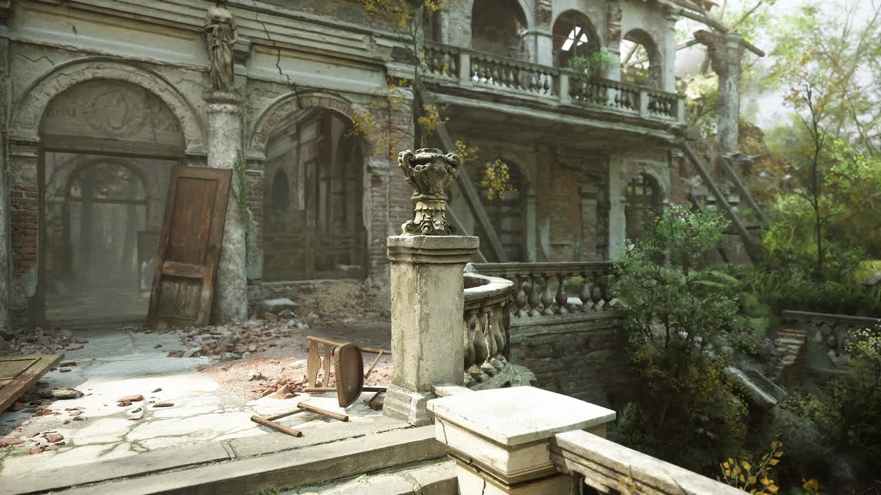 버려진 잔해로 뒤인 폐허 건물