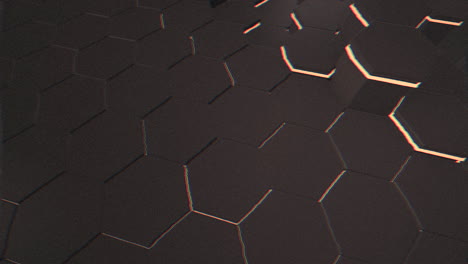 fondo de cuadrícula hexagonal negro y naranja oscuro de movimiento fondo abstracto