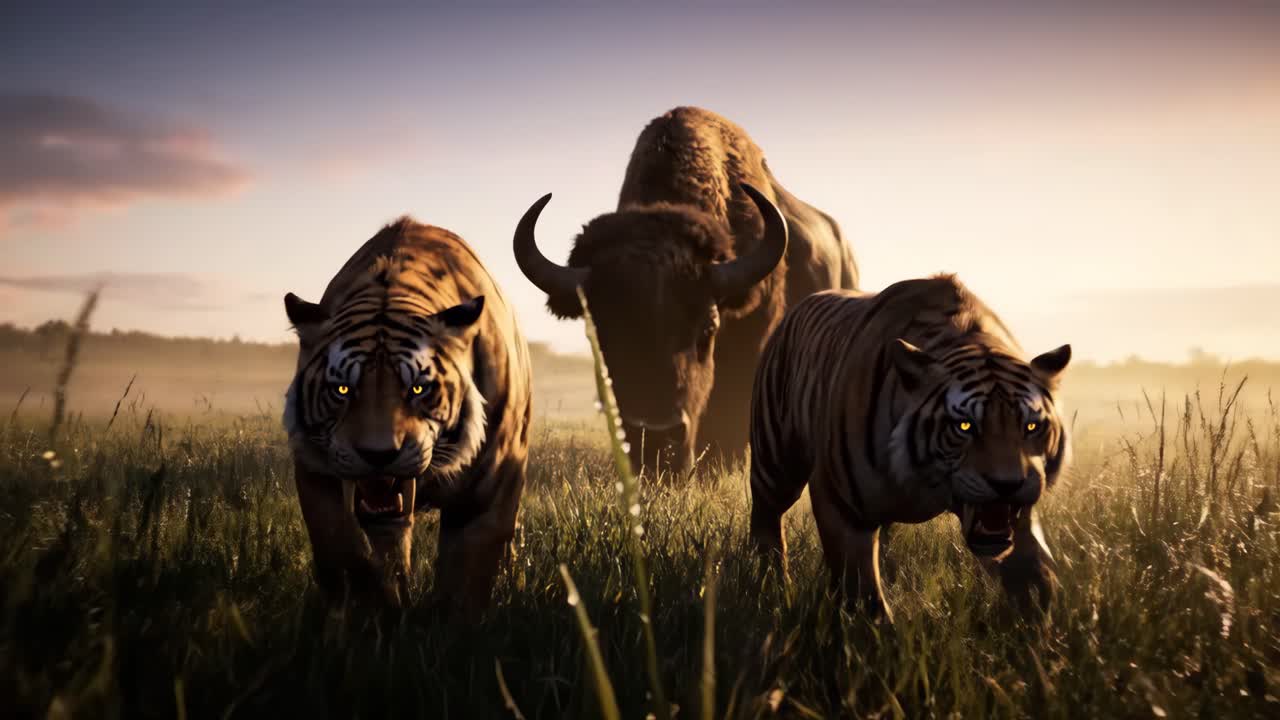 Tigers and Bison in the Wild
