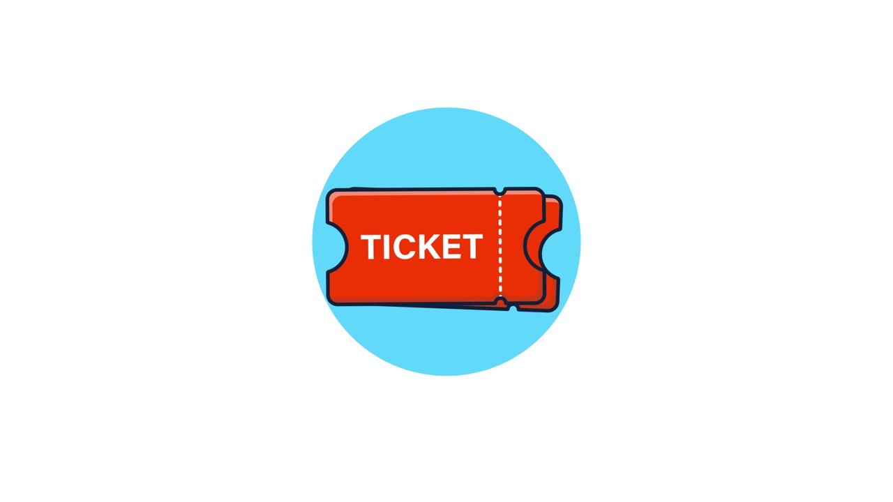 Animated Red Tickets with Text in Blue Circle
