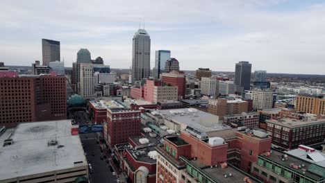 Aerial-Downtown-Indianapolis,-Indiana,-USA