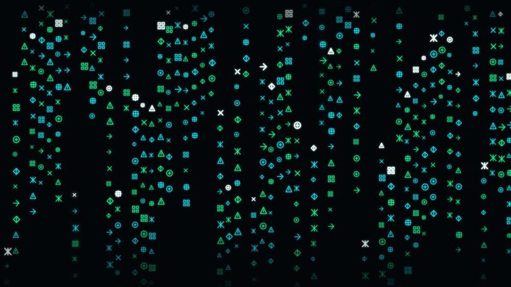 Digital Matrix Style Falling Geometric Symbols Animation