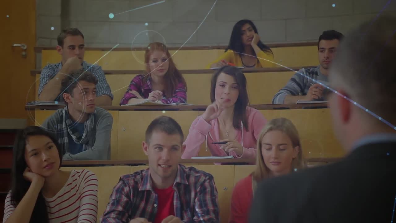 Animation of data processing over diverse students learning in classroom