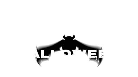 animación de feliz texto de halloween sobre el murciélago