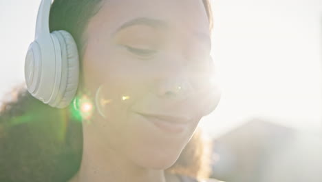 summer, happy and a woman with music