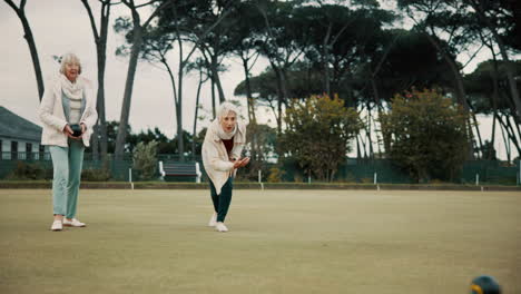Bowls,-focus-and-celebration-with-senior-woman