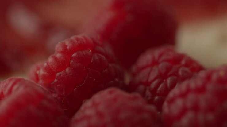 Deliziosa marmellata sana di fragole e lamponi spalmata su toast durante la colazione. Scatto macro ravvicinato.