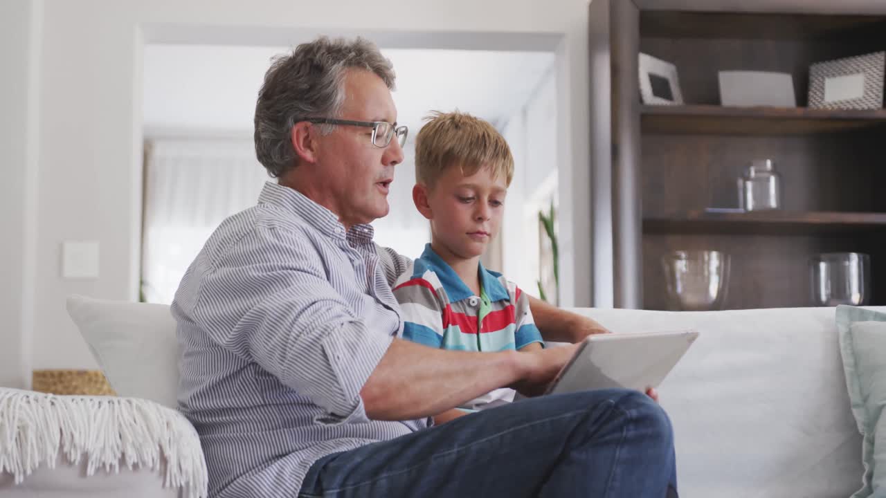 Grandfather and grandson spending time together