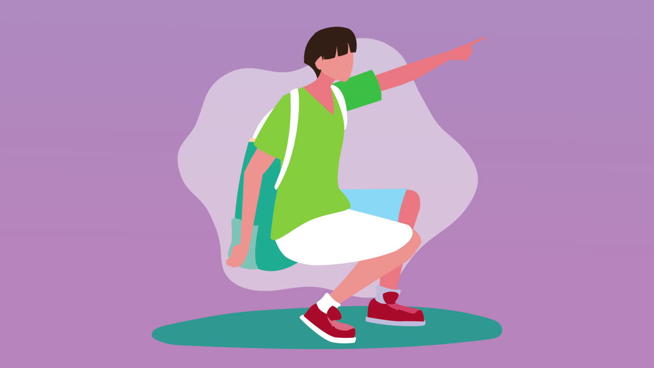 hombre aventurero sentado animación de personajes