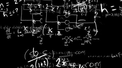 animation of mathematical equations on black background