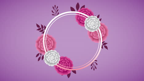 marco circular con un hermoso jardín de rosas