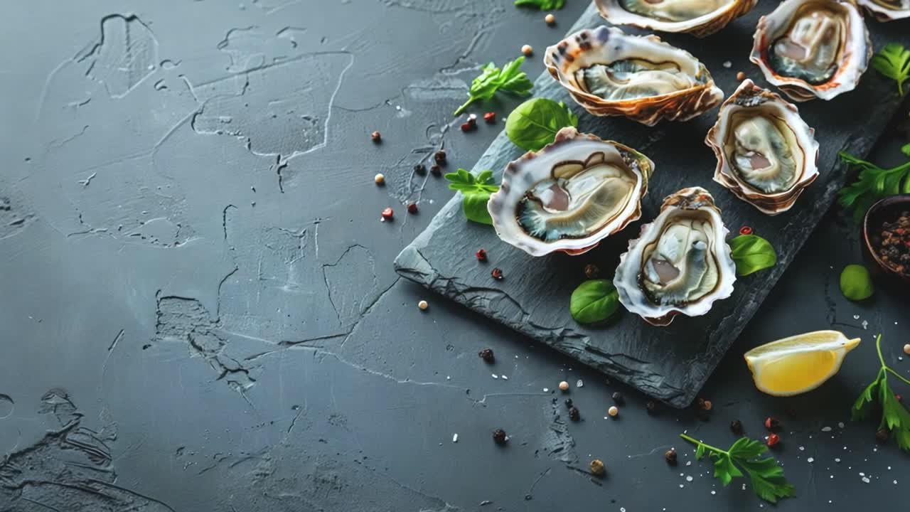 Fresh oysters with lemon and herbs