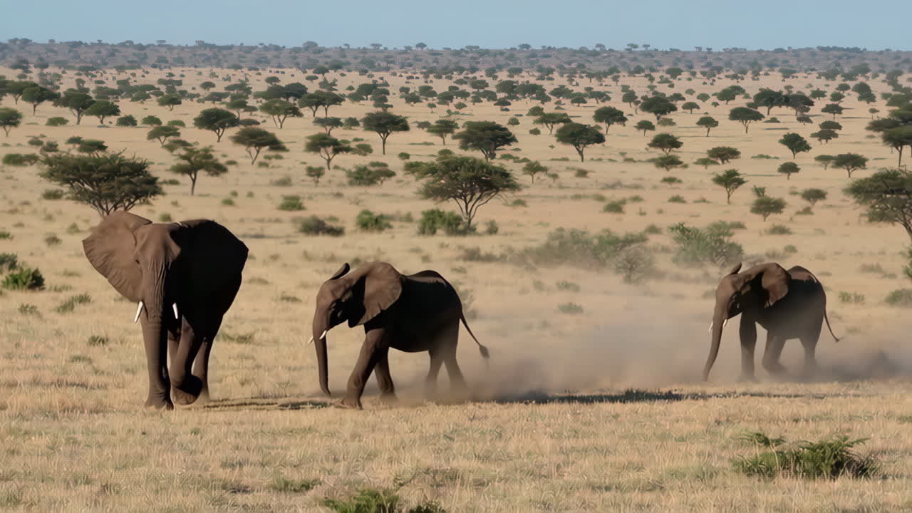 African Elephants in the Savanna