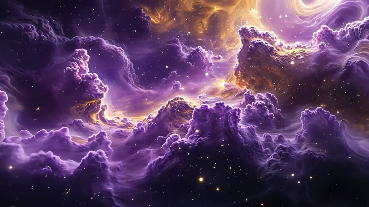Vibrant Purple and Orange Cosmic Nebula with Stars