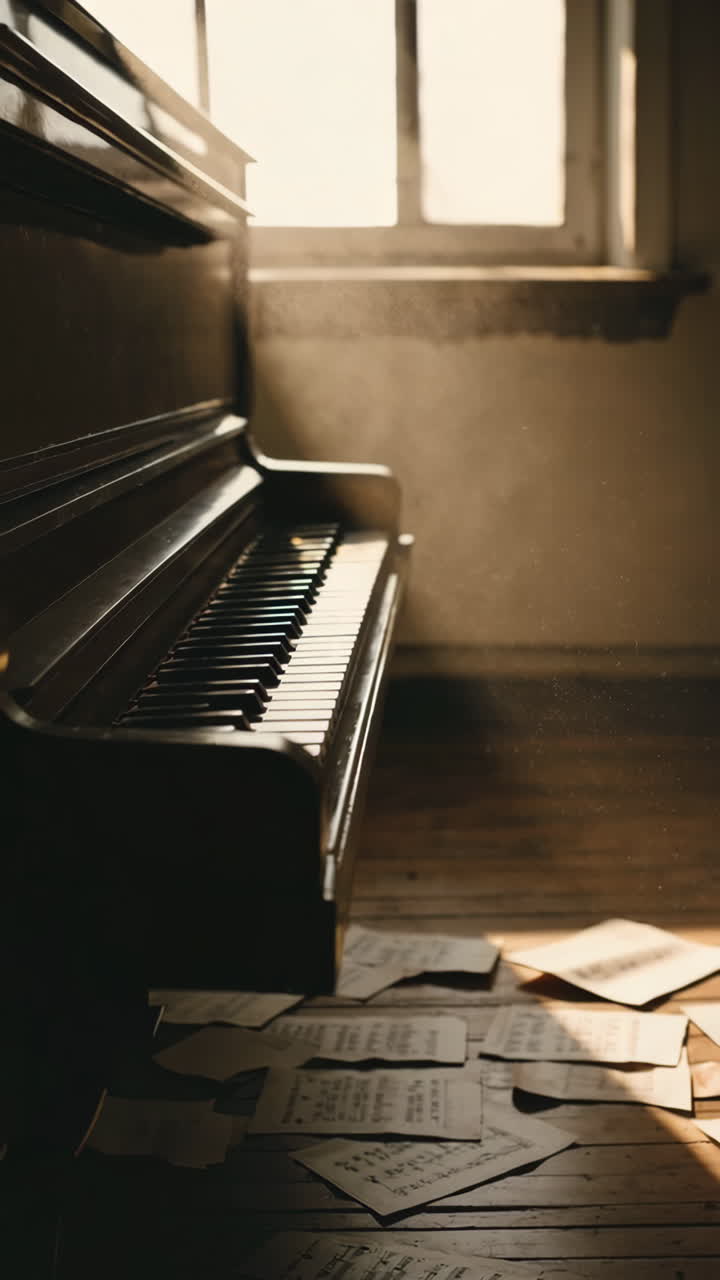 Antique Piano in a Sunlit Room