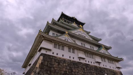 view onto the famous osaka castle in japan