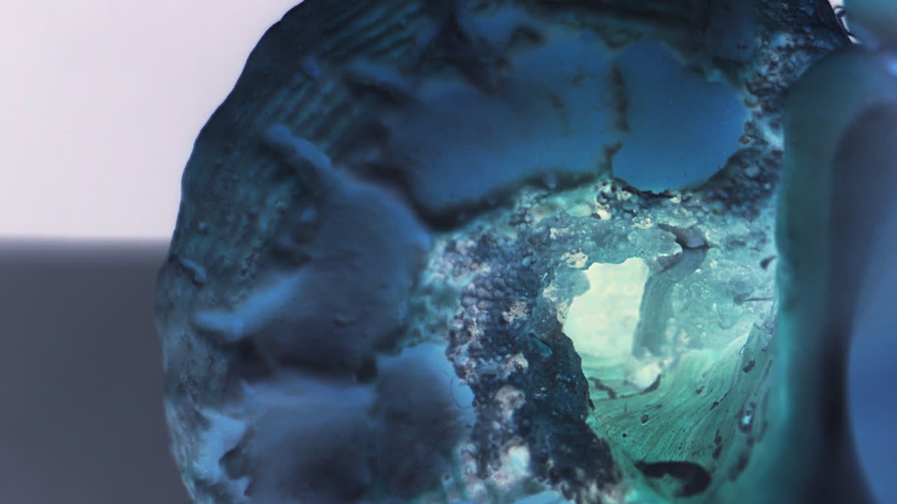 Close-up of a blue mineral crystal
