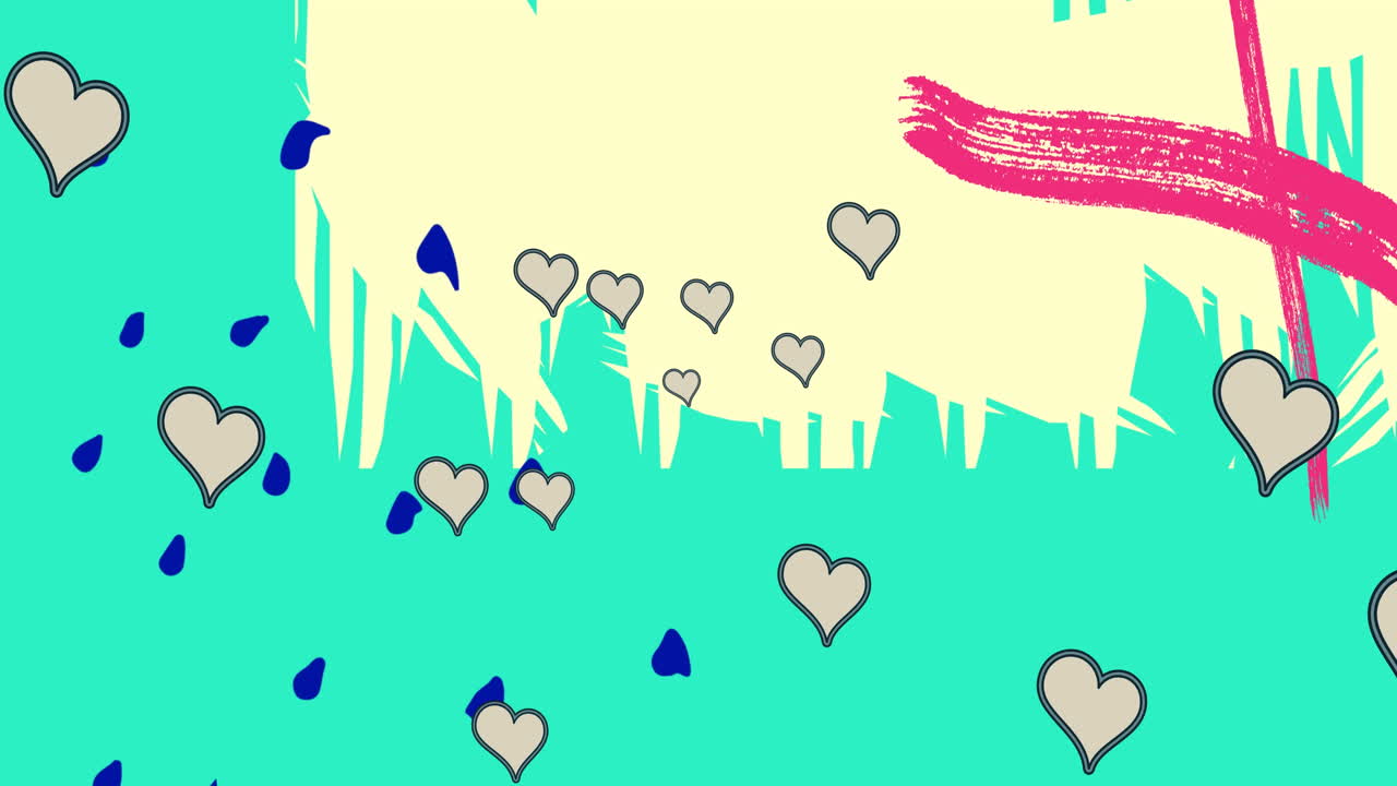 배경 에 있는 추상적 인 모양 위 에 움직이는 심장 의 애니메이션