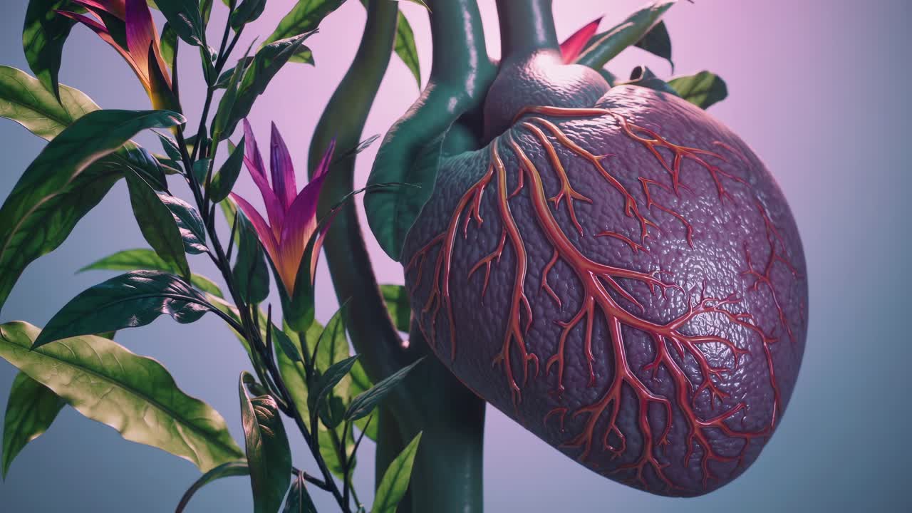 corazón creciendo de una planta