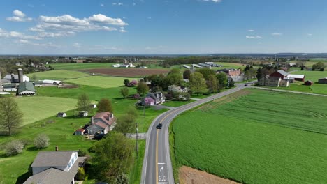 main road in rural area of american town in spring