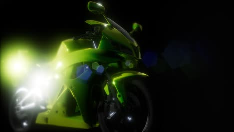 moto sport bike in dark studio with bright lights