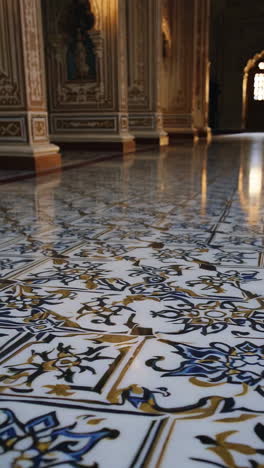 ornamental tiles floor in a historical building