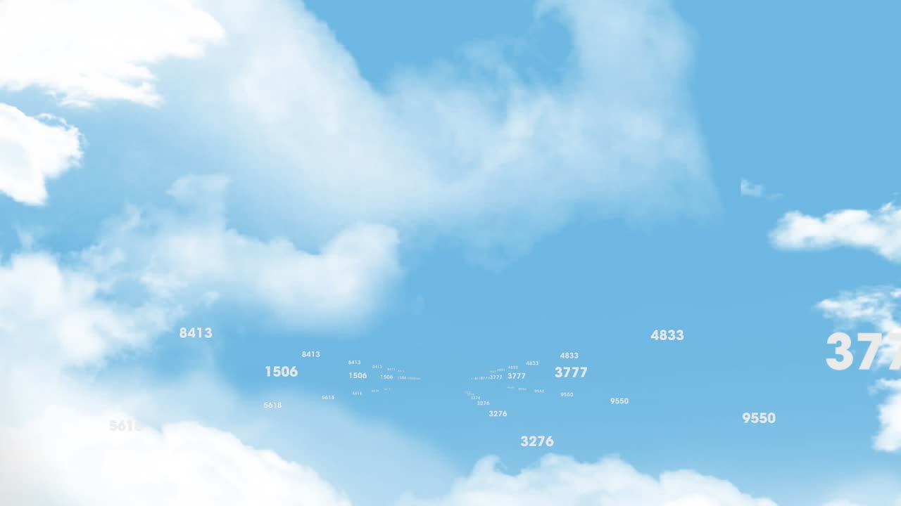 하늘 위에서 처리되는 번호 네트워크의 애니메이션