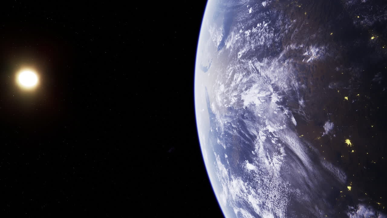 View of earth and sun from outer space showcasing dramatic celestial beauty